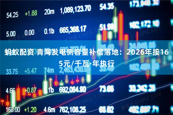 蚂蚁配资 青海发电侧容量补偿落地：2026年按165元/千瓦·年执行